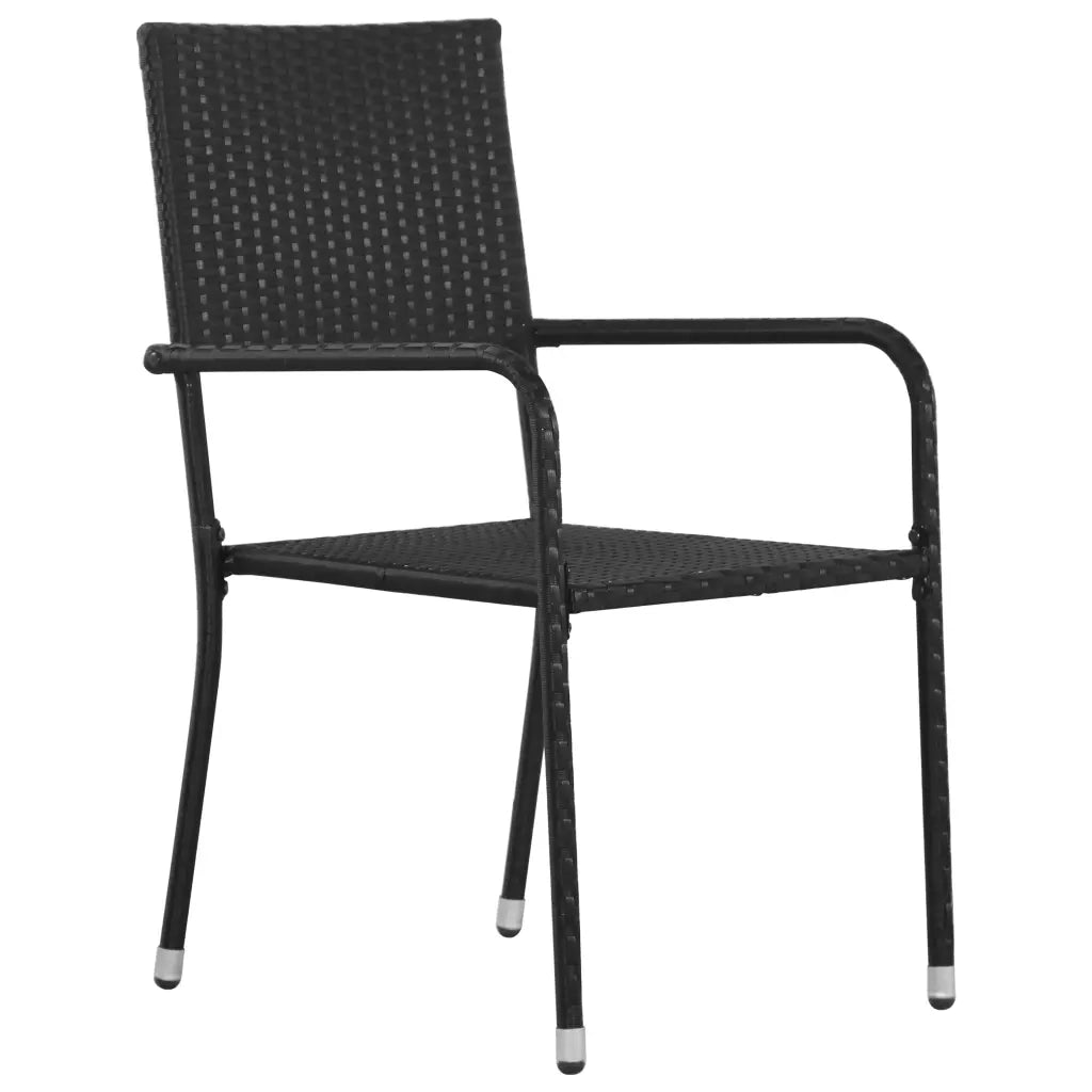 Sedie da Pranzo da Giardino 6pz Impilabili Nere in Polyrattan 318722