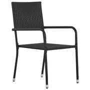 Sedie da Pranzo da Giardino 6pz Impilabili Nere in Polyrattan 318722