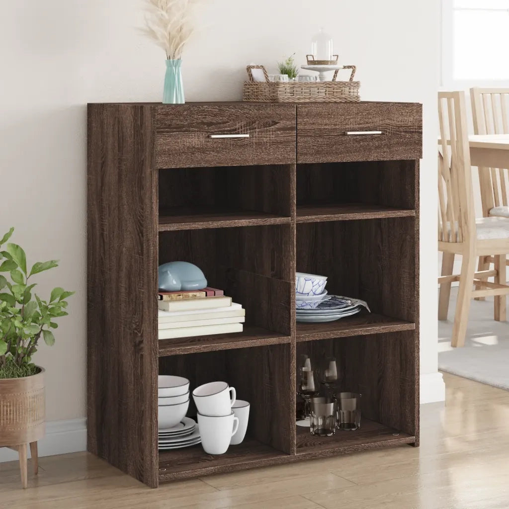 Credenza | Madia | Buffet da pranzo | Armadio da pranzo Rovere Marrone 80x42,5x93 cm in Legno Multistrato