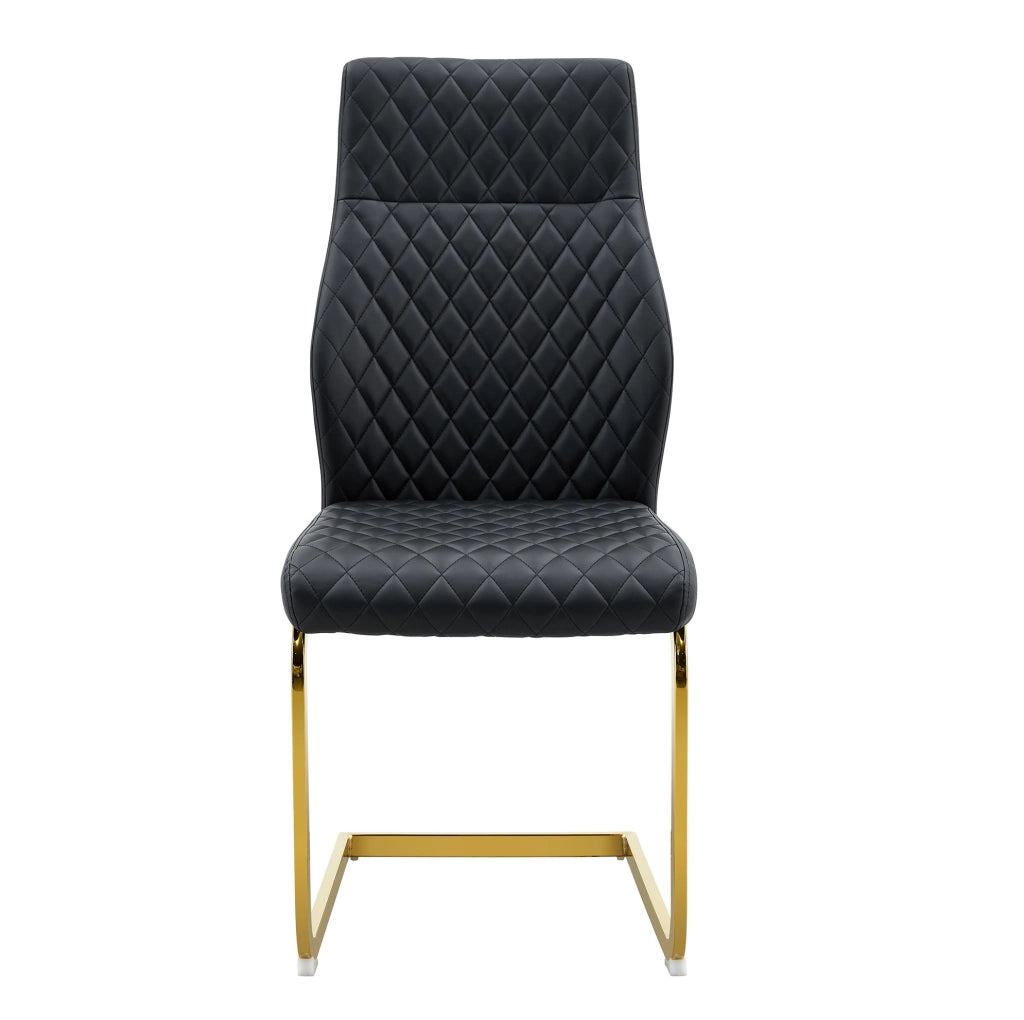Set di 2 sedie da pranzo nere con struttura dorata