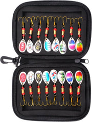 Set di accessori per pesca - 16 pezzi - Set per pesca con l'amo - Set per pesca con spinner - Occhiali per pesca del pesce persico e del pesce orata - Pesca - Attrezzatura per la pesca sportiva