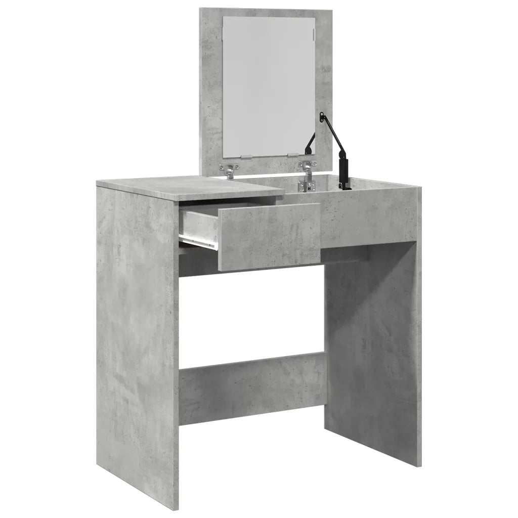 Toeletta | Tavolo da Trucco con Specchio Grigio Cemento 73x46,5x120 cm