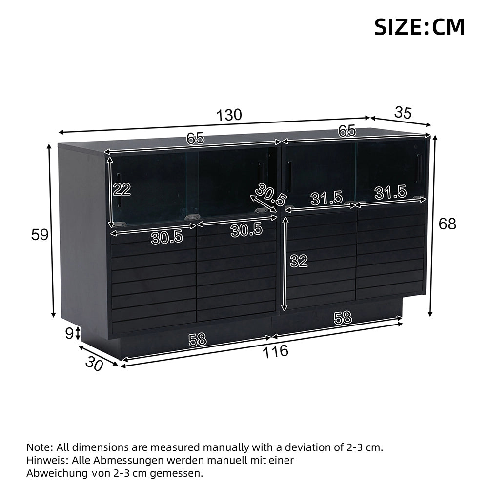Buffet - Xylo - 2armad/4scomparti vetro LED 130x35x68cm