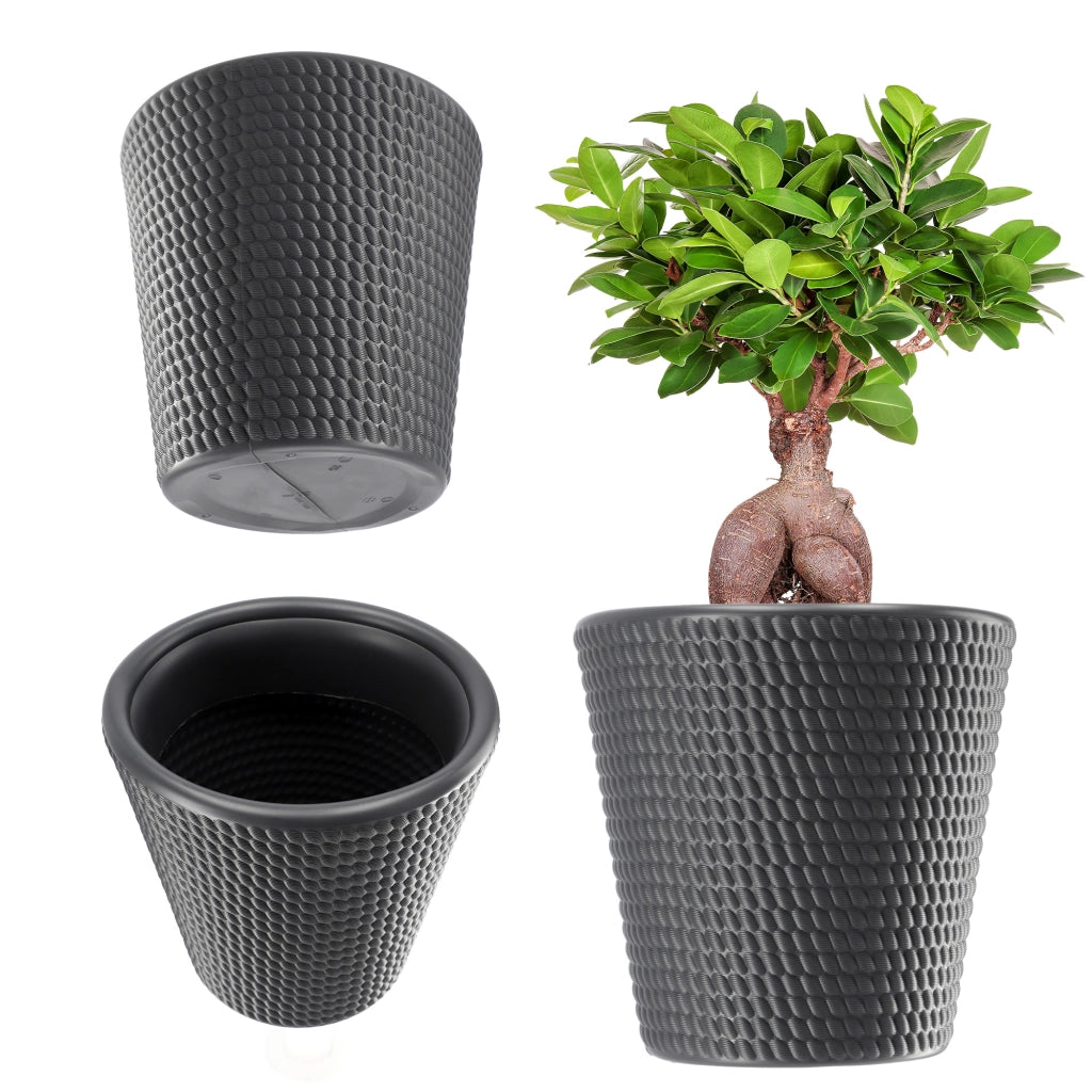 Vaso da fiori KADAX in plastica, rotondo, 30 cm, color antracite