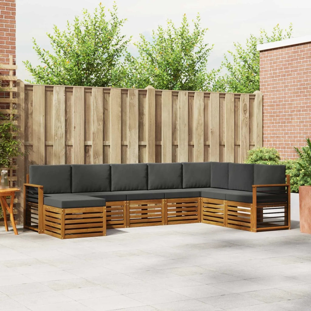 Set di divani da esterno con cuscino 8 pcs Naturale e Antracite