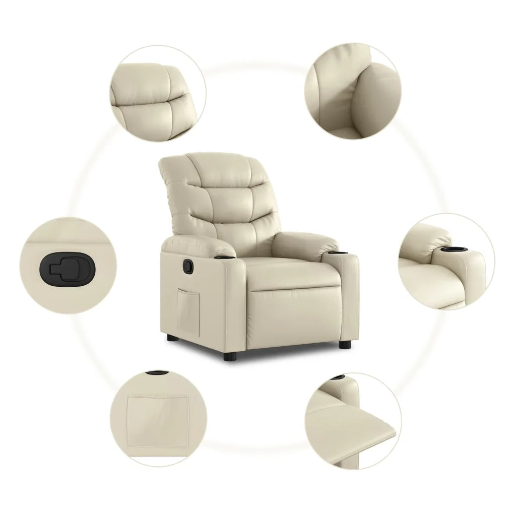 Poltrona | Sedia Relax Reclinabile Crema in Similpelle