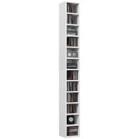 Contenitori per CD e DVD con 12 Compartimenti, Capacità Massima 204 CD, 21 x 20 x 175 cm, Bianco