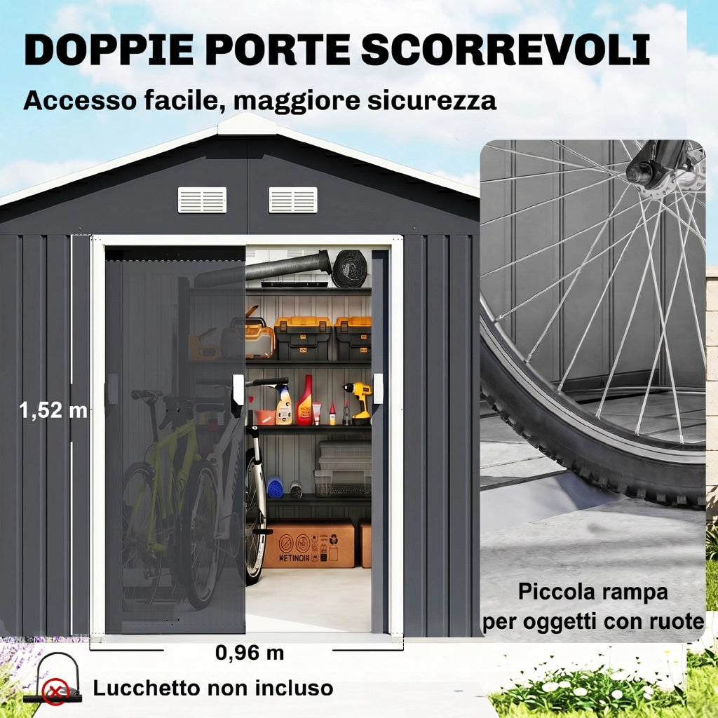 Casetta da Giardino ¨C zephmum ¨C Grigio Acciaio 322x277x192 cm