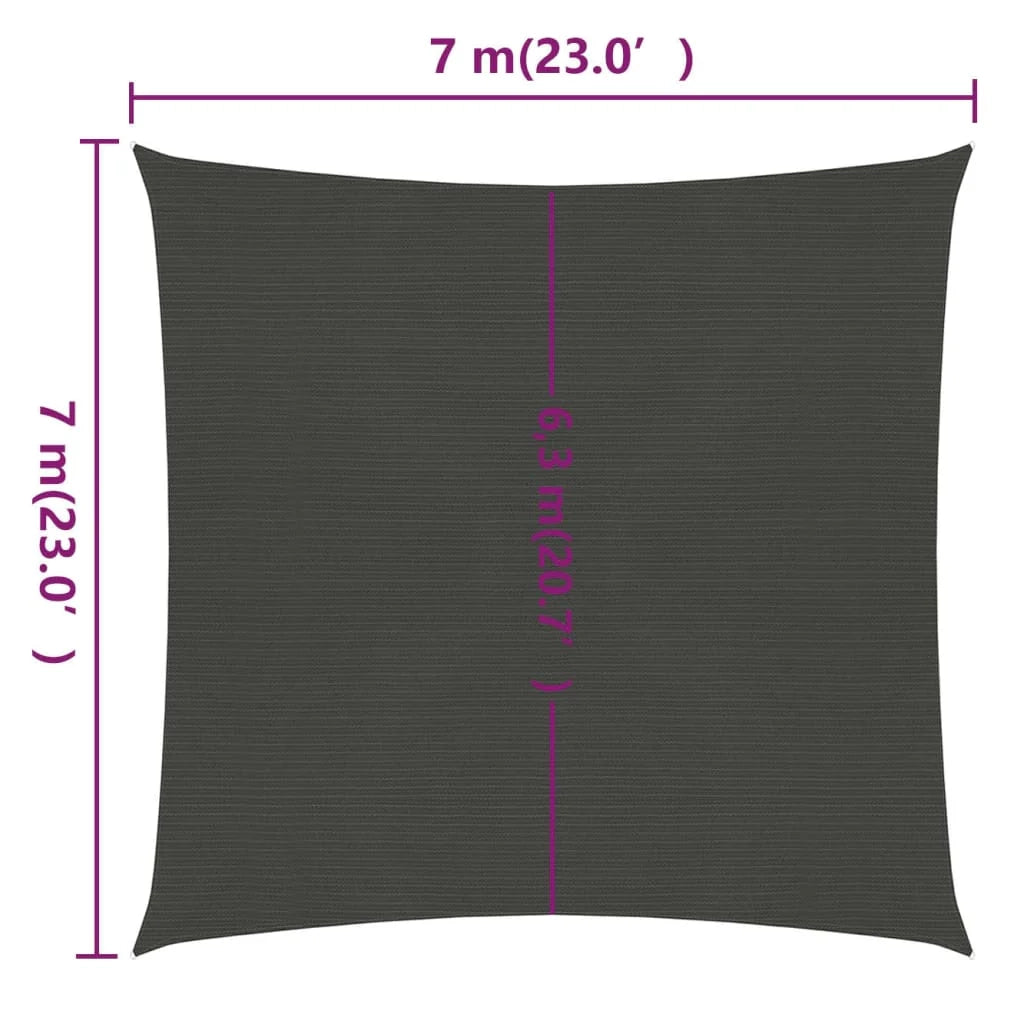 Vela ombreggiante 160 g/m² antracite 7 x 7 m HDPE 02_0008950