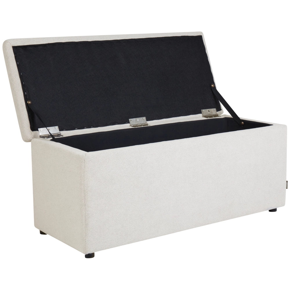 Ottomana Bianco Sporco 100 x 42 x 40 cm in tessuto poliestere Poggiapiedi imbottito Soggiorno Stile Moderno
