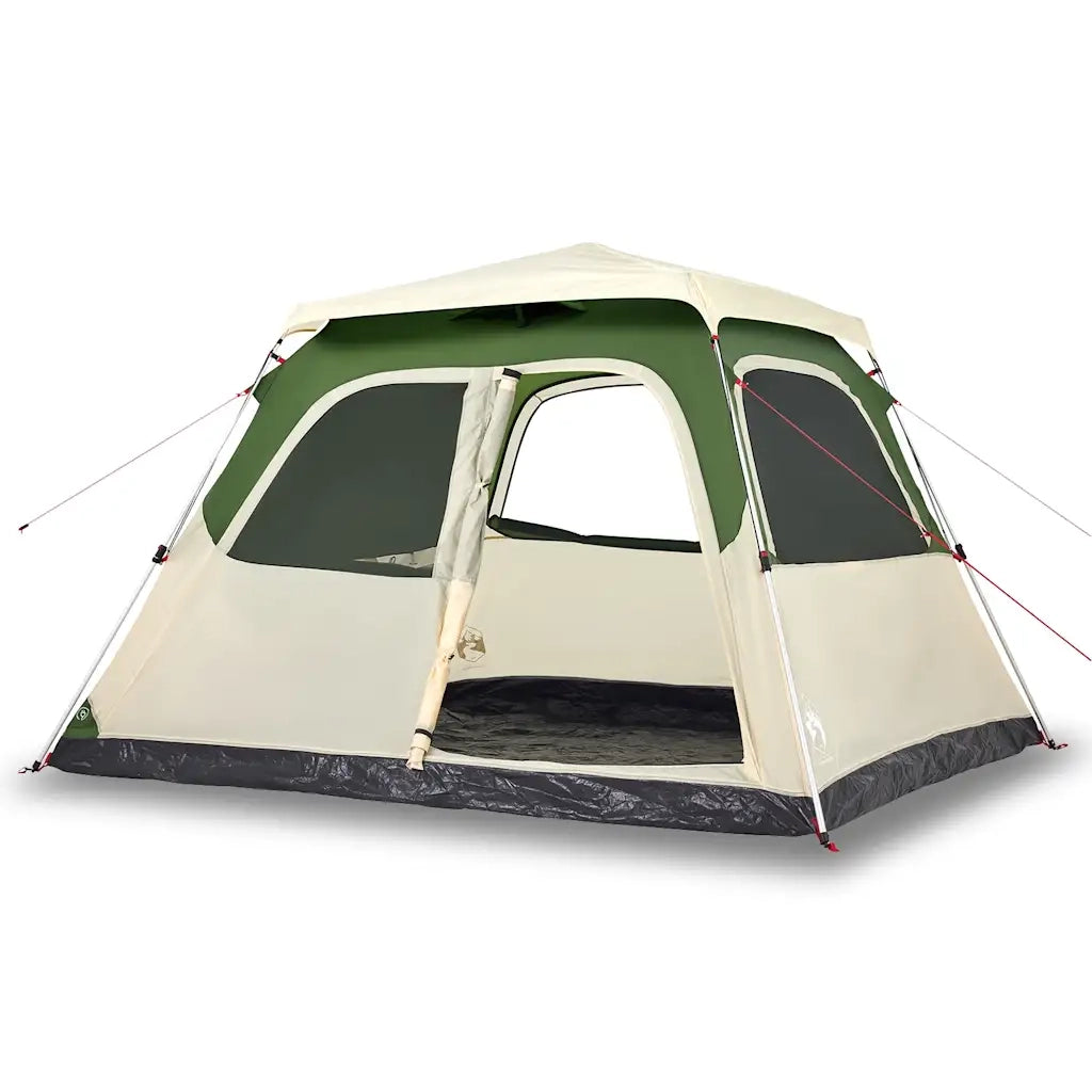 Tenda Familiare a Cupola 6 Persone-Tenda da campeggio Verde a Rilascio Rapido