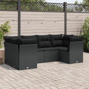 Set Divano da Giardino 6 pz con Cuscini Nero in Polyrattan 3218105