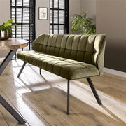 Banco da Soggiorno Lino Velluto Tela Verde 180 cm Pieghevole - Velluto - Design - 180 x 59 x 84 cm