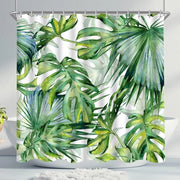 Douchegordijn 240 x 200 cm, foglie verdi, chiusura pesante, antimuffa, tessuto, impermeabile, lavabile, stoffa in poliestere, tende da doccia con inserti e 16 anelli di chiusura.