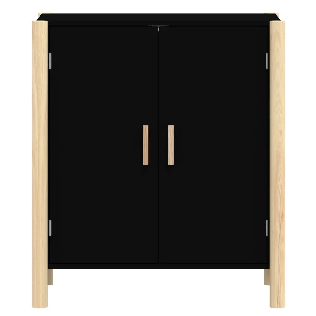 Credenza Nera 62x38x70 cm in Legno Multistrato cod mxl 27736