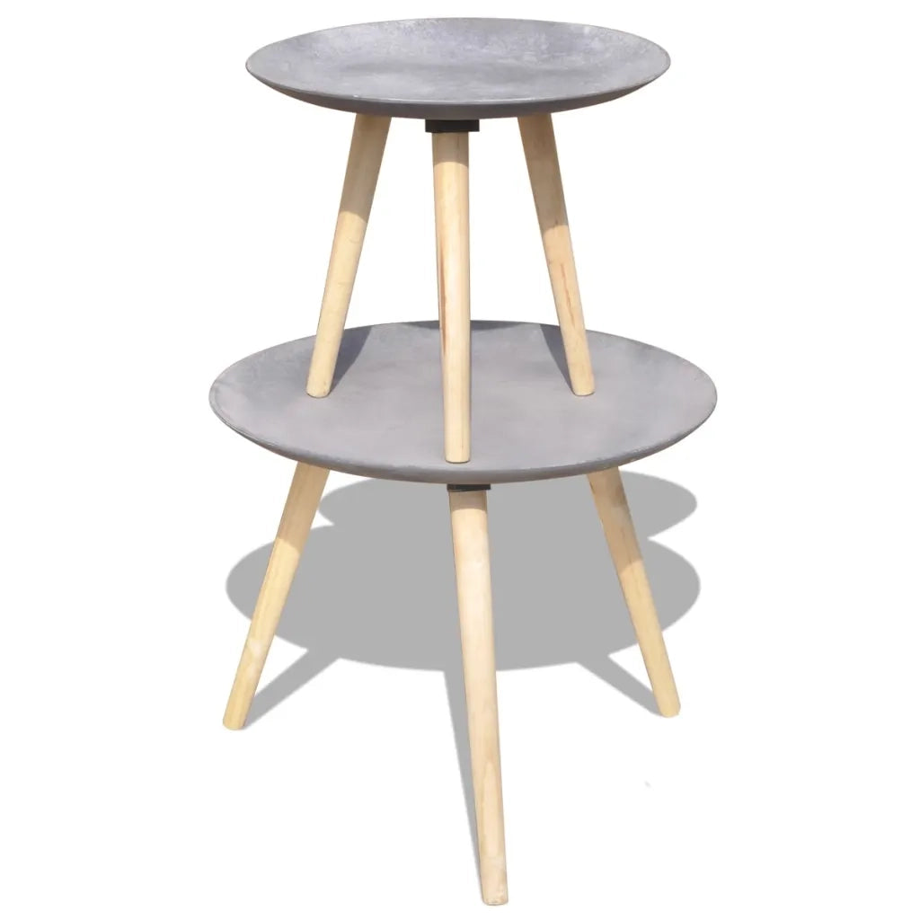 Set Tavolini Servizio e Salotto 2pz 55cm e 44cm Grigio Cemento 243010