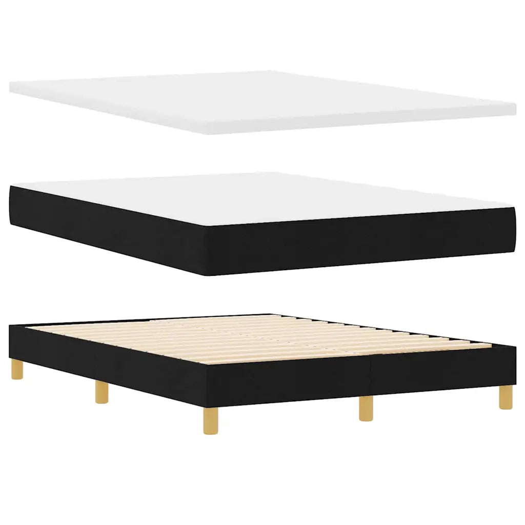 Letto a molle con materasso Nero 140 x 190 cm Tessuto 3340271