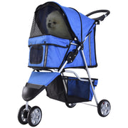 Carrello pieghevole per cani e gatti fino a 10 kg con cuscino, rete e tasche ¨C zephmum ¨C Blu