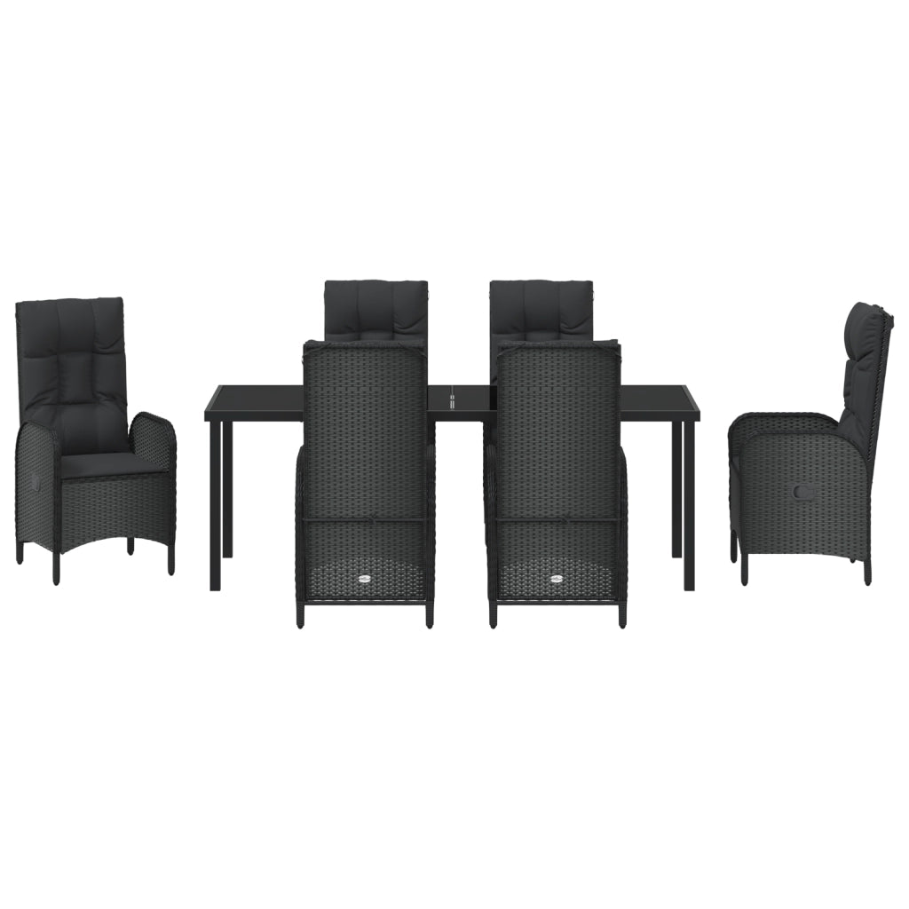 Set di Arredamento da Giardino 7 Pezzi Nero Rattan Polimerico