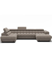 Divano panoramico convertibile Beige angolo sinistro FERARIA 358x93x202cm