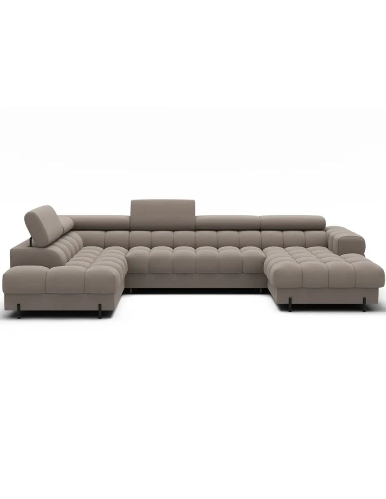 Divano panoramico convertibile Beige angolo sinistro FERARIA 358x93x202cm