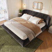 letto imbottito chenille grigio 223 x 185 cm
