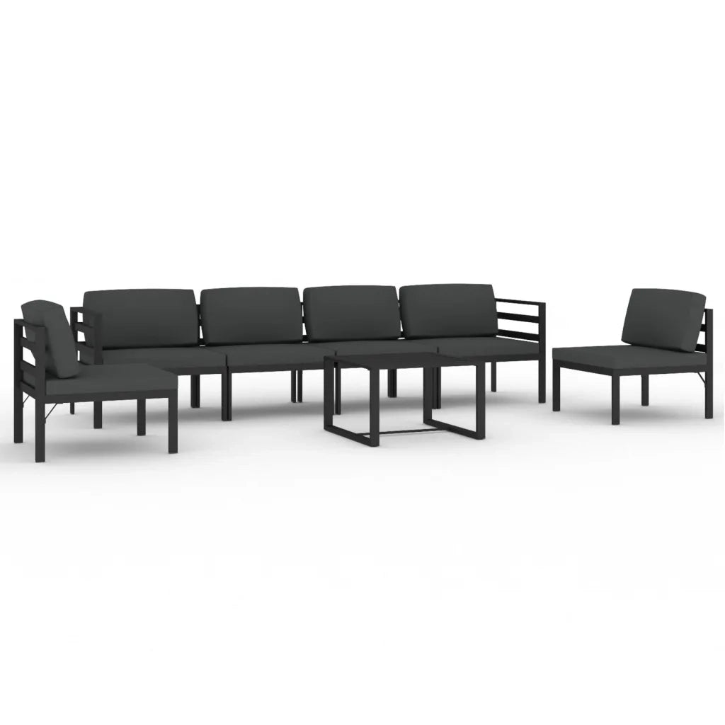 Set Divani da Giardino 7 pz con Cuscini in Alluminio Antracite 3107794