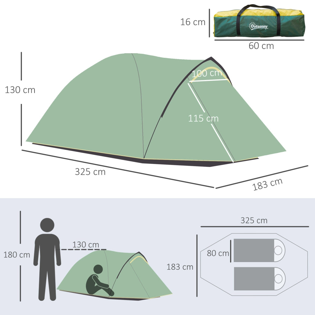 Tenda da campeggio per 2-3 persone ¨C Zephmum ¨C Verde, Poliestere, 325x183x130 cm