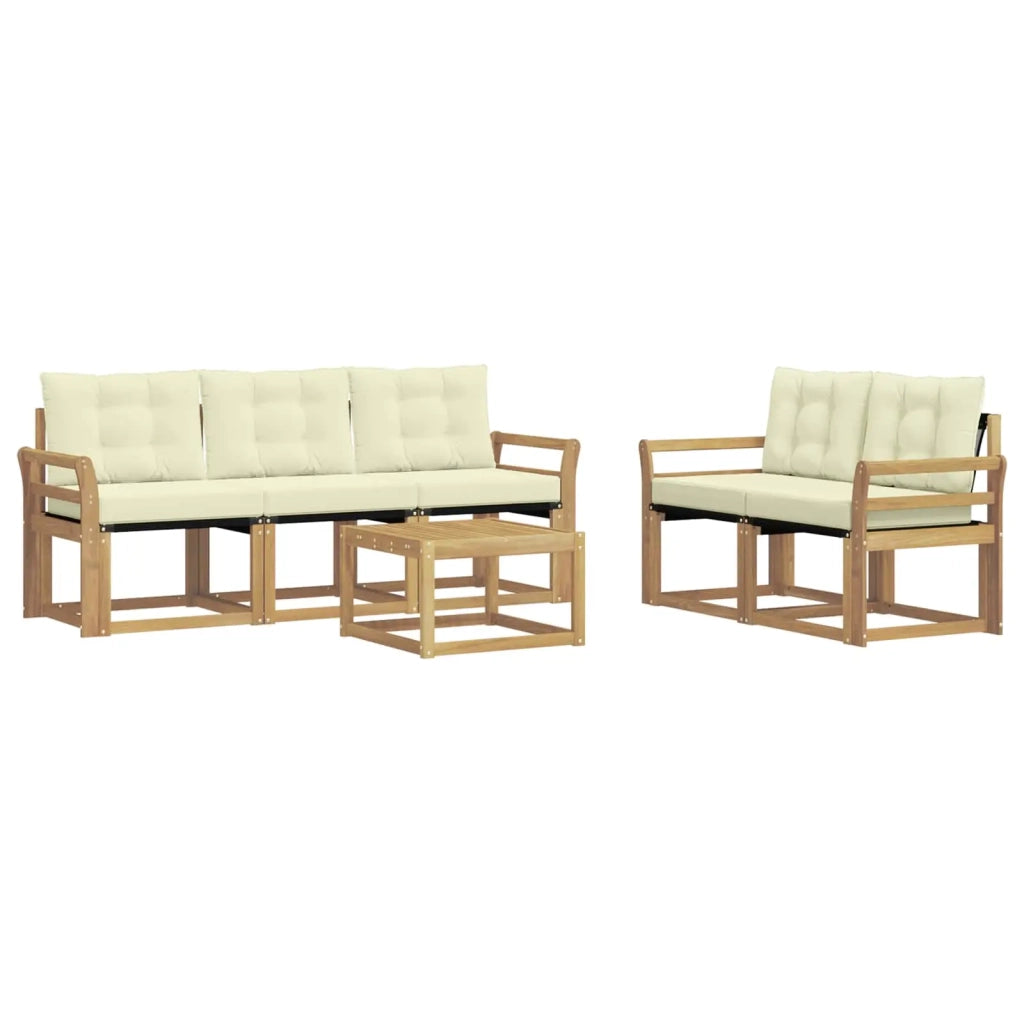 Set di divani da esterno 6 pz Bianco e Crema 3389212