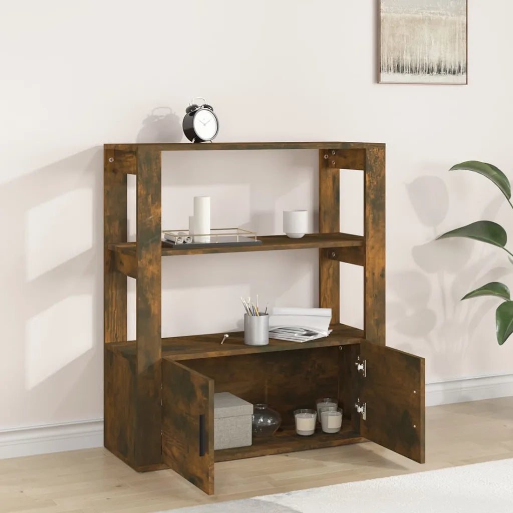 Credenza | Madia | Buffet da pranzo | Armadio da pranzo Rovere Fumo 80x30x90 cm in Legno Multistrato