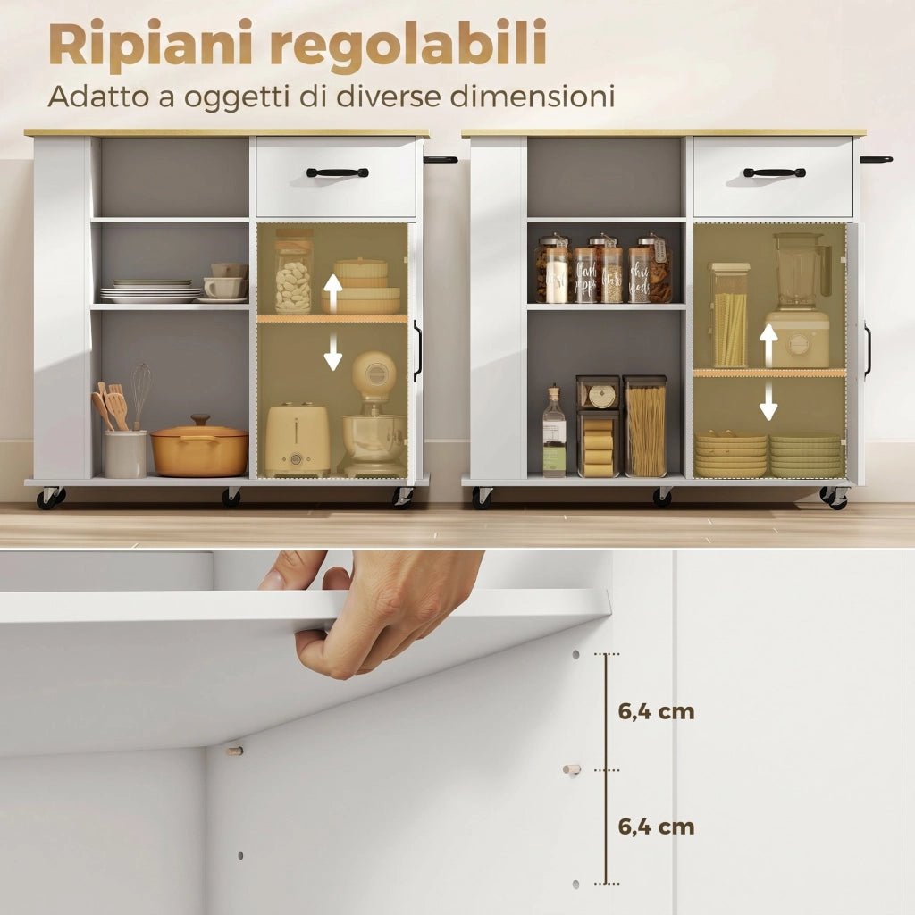 Armadio Cucina con Cassetti e Ripiano Regolabile ¨C zephmum ¨C Bianco