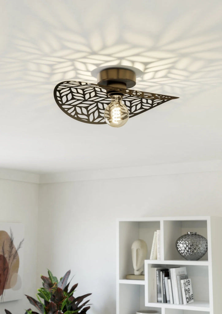 Plafoniera Contemporanea Swaby Acciaio Bronzo 1 Luce E27 Ip20