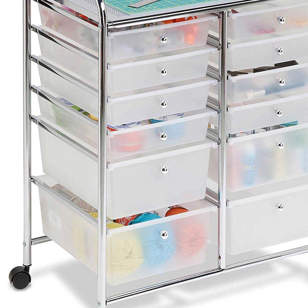 Carrello Cassettiera Multiuso 12 Cassetti Bianco 4Ruote Casa Ufficio Estetica Tattoo