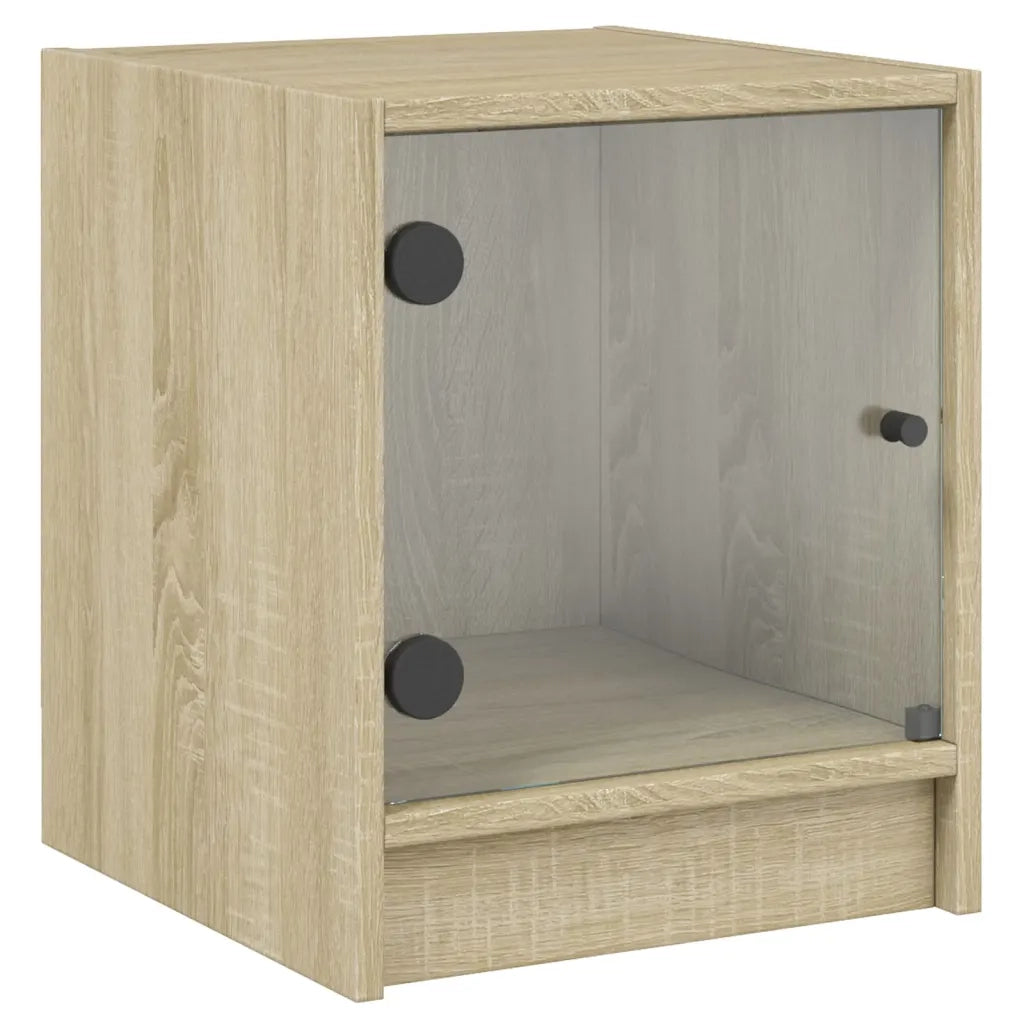 Comodini con Ante in Vetro 2pz Rovere Sonoma 35x37x42 cm 836348