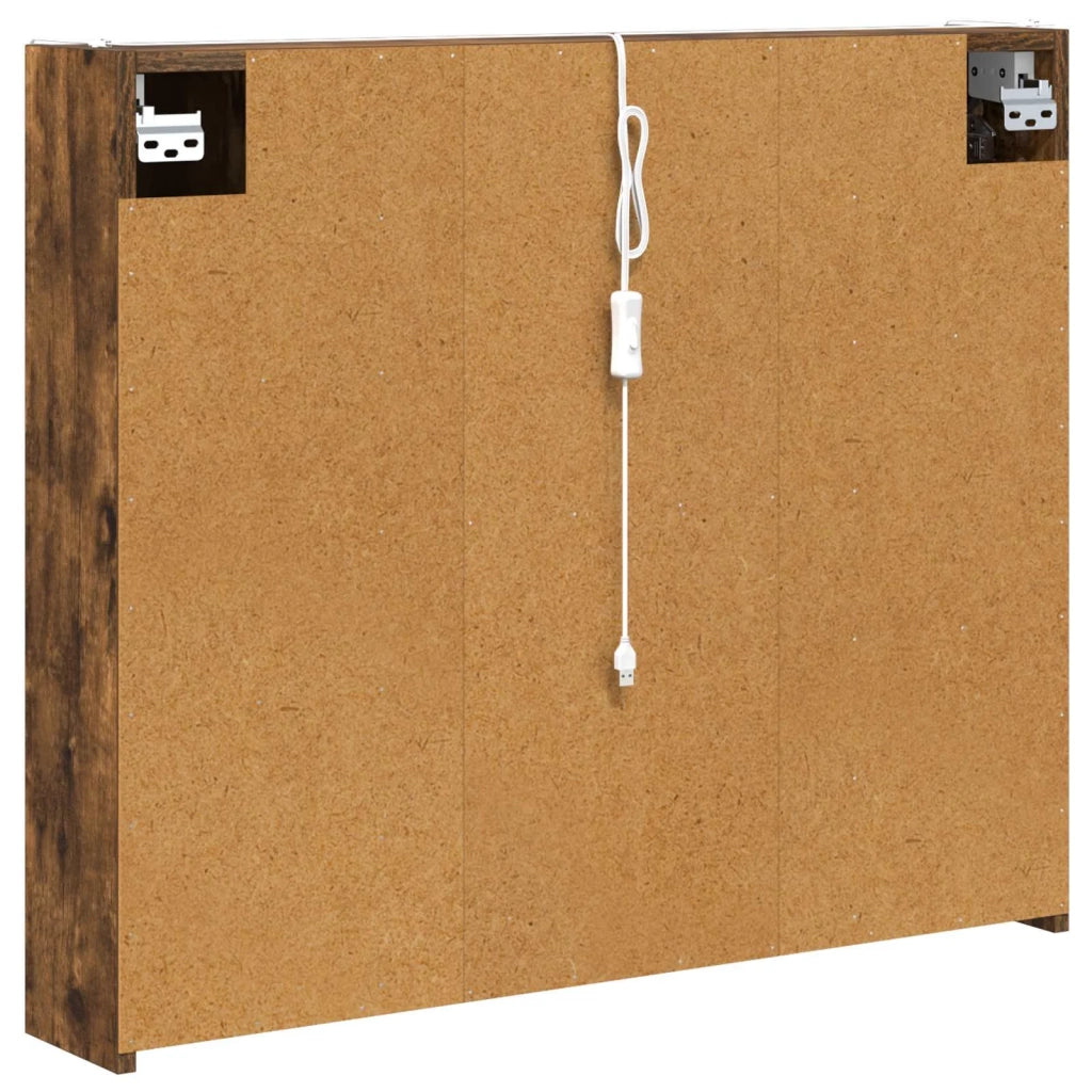 Mobiletto per specchio da bagno Rovere fumé 83,5 x 15,5 x 70 cm