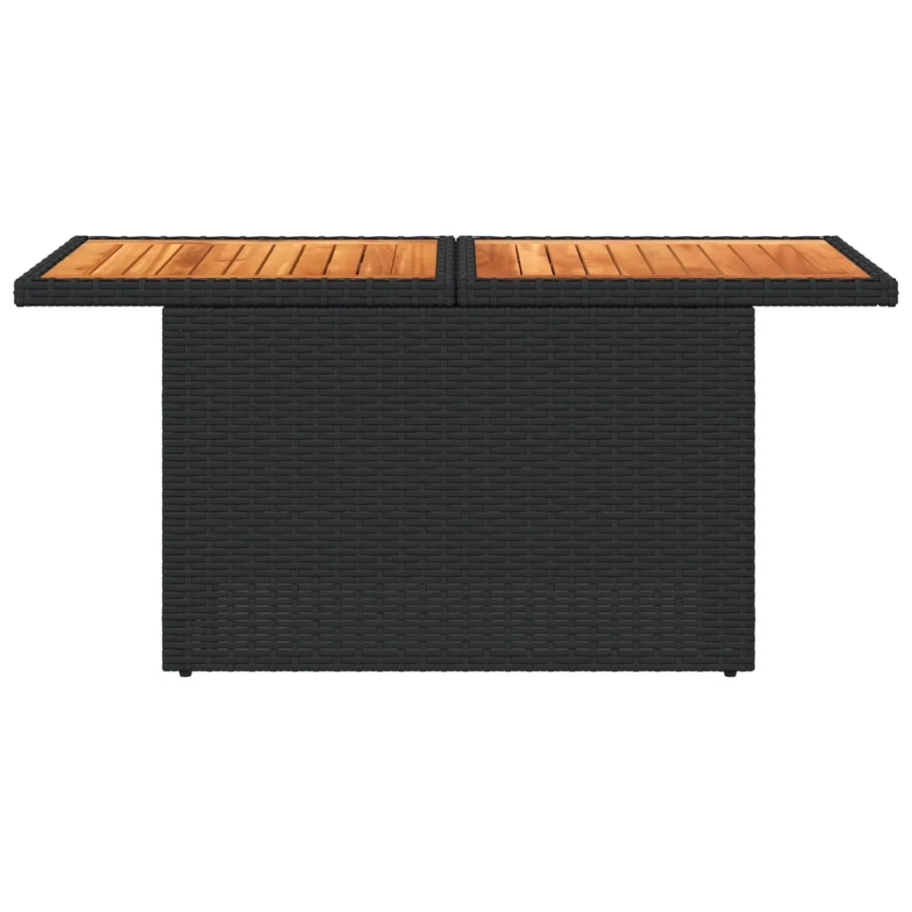 Tavolo da Giardino Nero 100x55x73 cm Polyrattan e Legno Acacia 365976