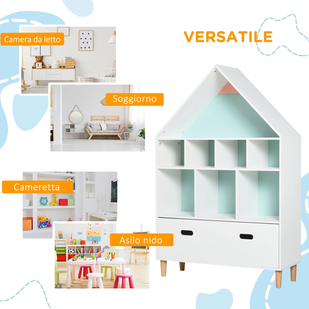 Libreria a cubi per bambini con mensole ¨C zephmum ¨C bianca, azzurra, rosa 82x30x126 cm