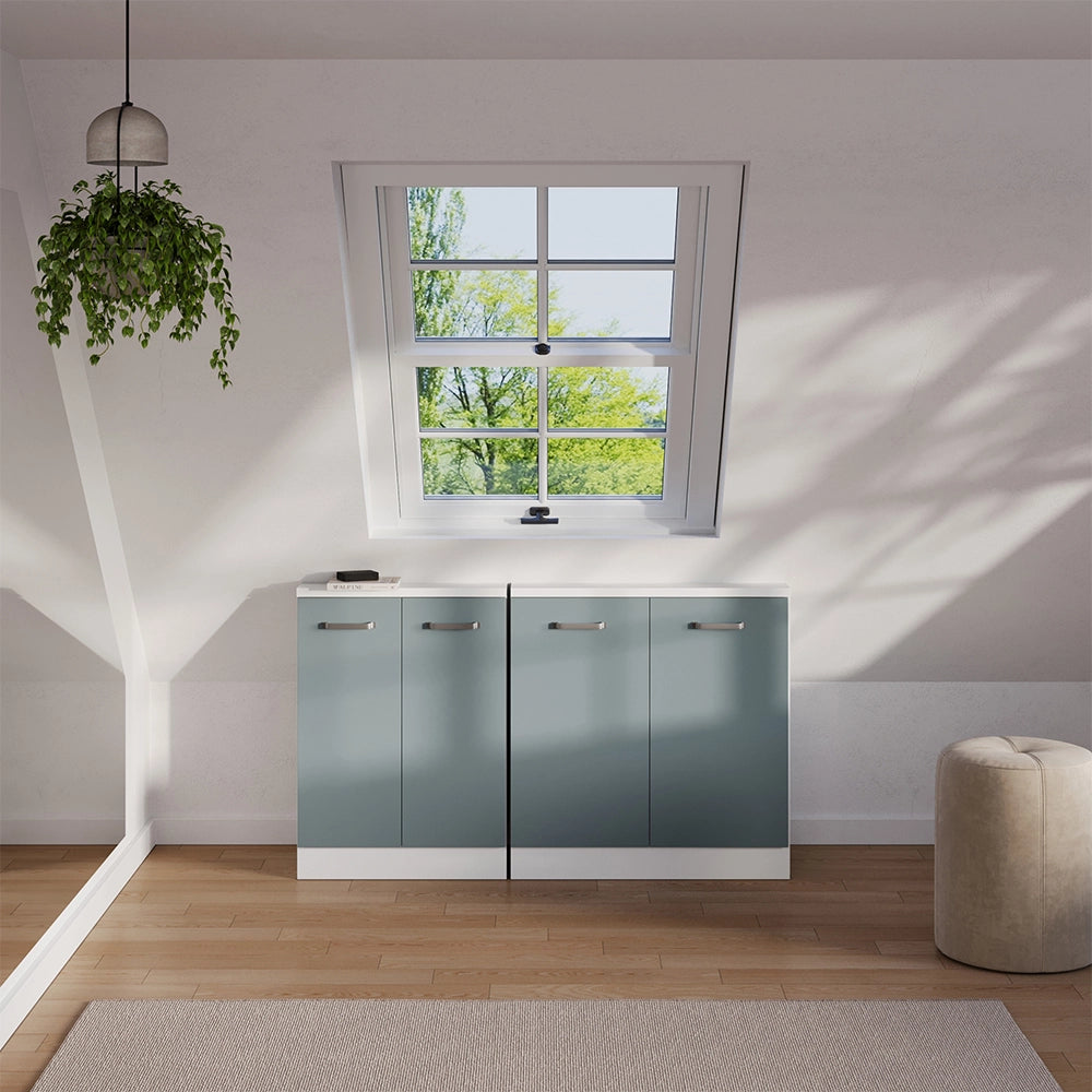 Mobile sottotetto Rion Grigio-blu/Bianco con 2 porte Vicco
