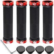 Manubri da bicicletta professionale per mountain bike, gomma antiscivolo, rosso - Set a 2 pezzi