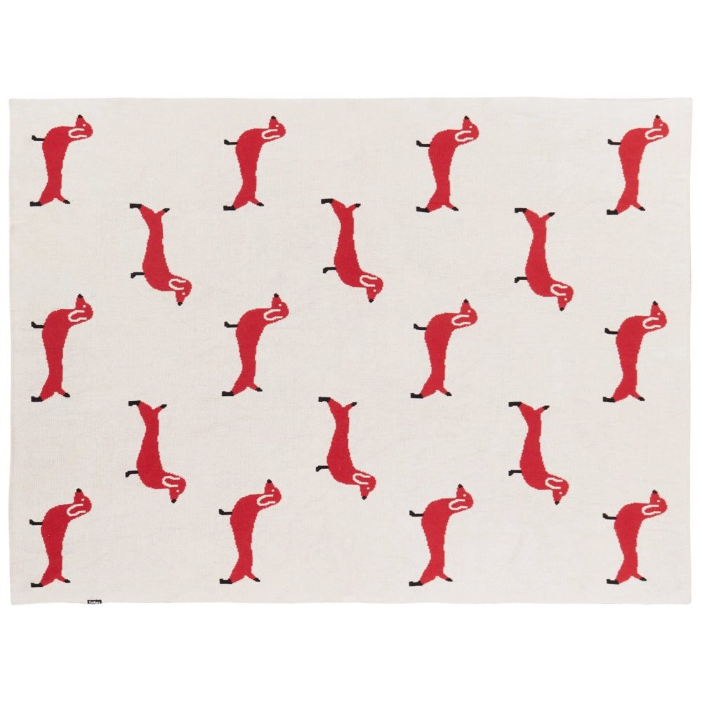 Coperta in cotone beige e rosso 130 x 180 cm Lancio per il letto Accogliente motivo cane Camera da letto Camera dei bambini Design moderno