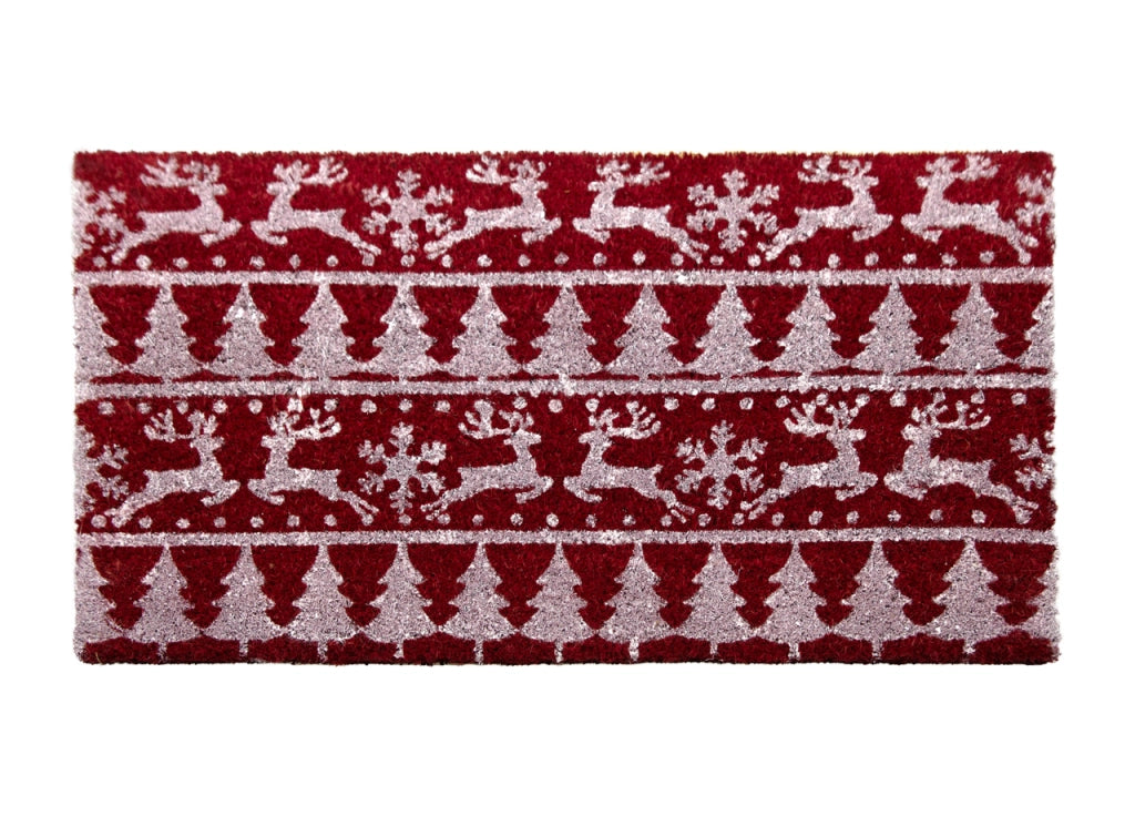 Zerbino Natale Cocco Ingresso Casa Esterno Antiscivolo Natalizio Rosse Renne Tree