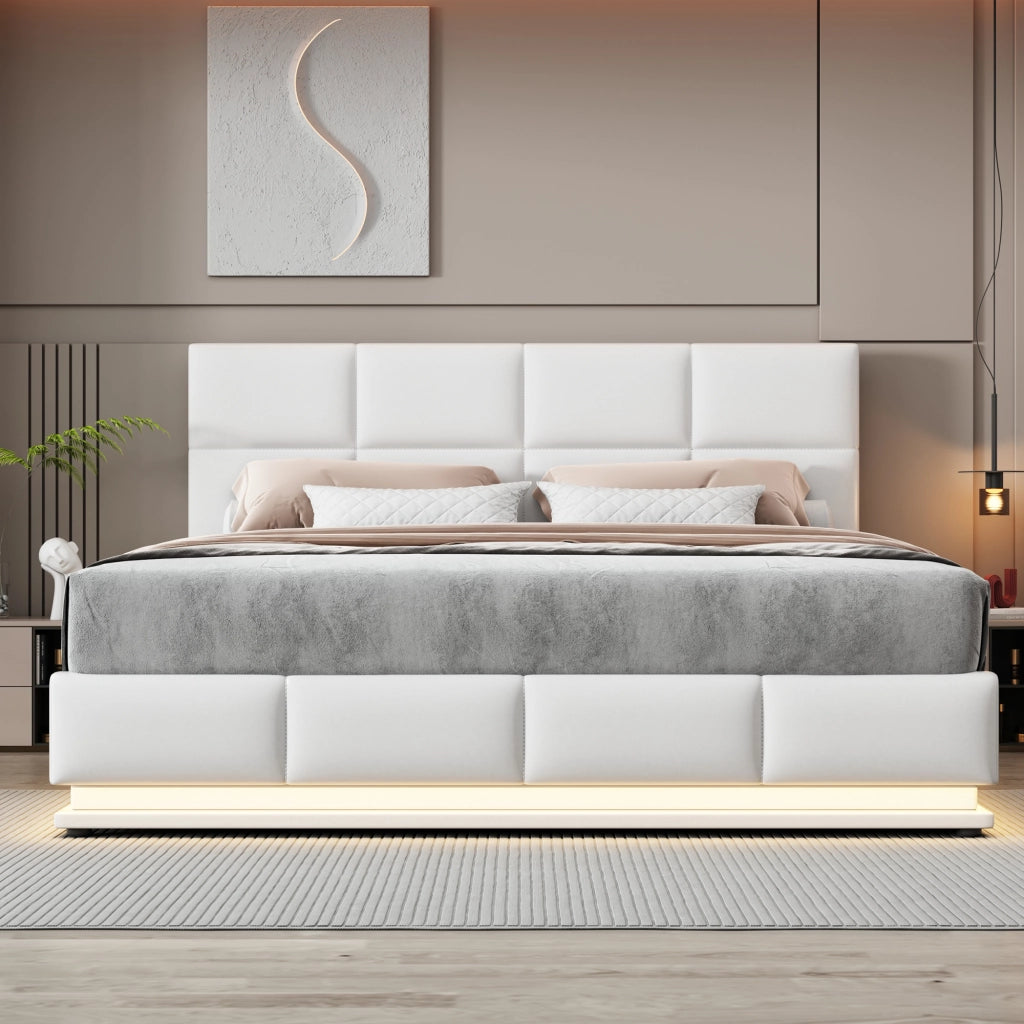 letto imbottito ecopelle bianco 180 x 200 cm