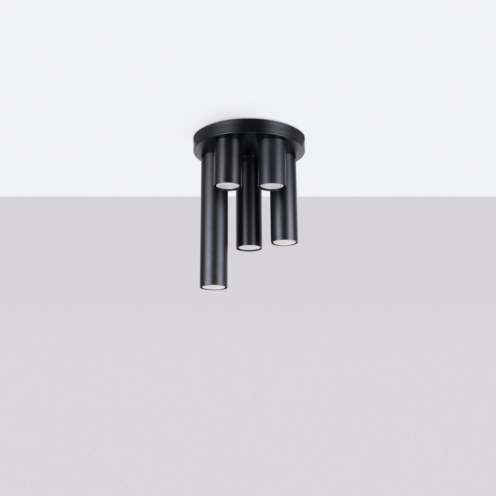 Plafoniera moderna nera tonda Ø25 5xGU10 MODENO Pure