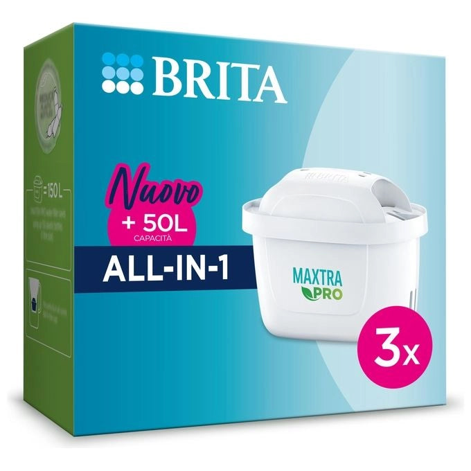 Brita BRI000107NOC MAXTRA PRO Filtro per Caraffa Filtrante All-in-One Filtrazione 4 Stadi 150 L Pack 3 Pezzi