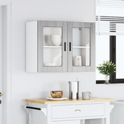 vidaXL Pensile da Cucina con Porta in Vetro Porto Grigio Sonoma