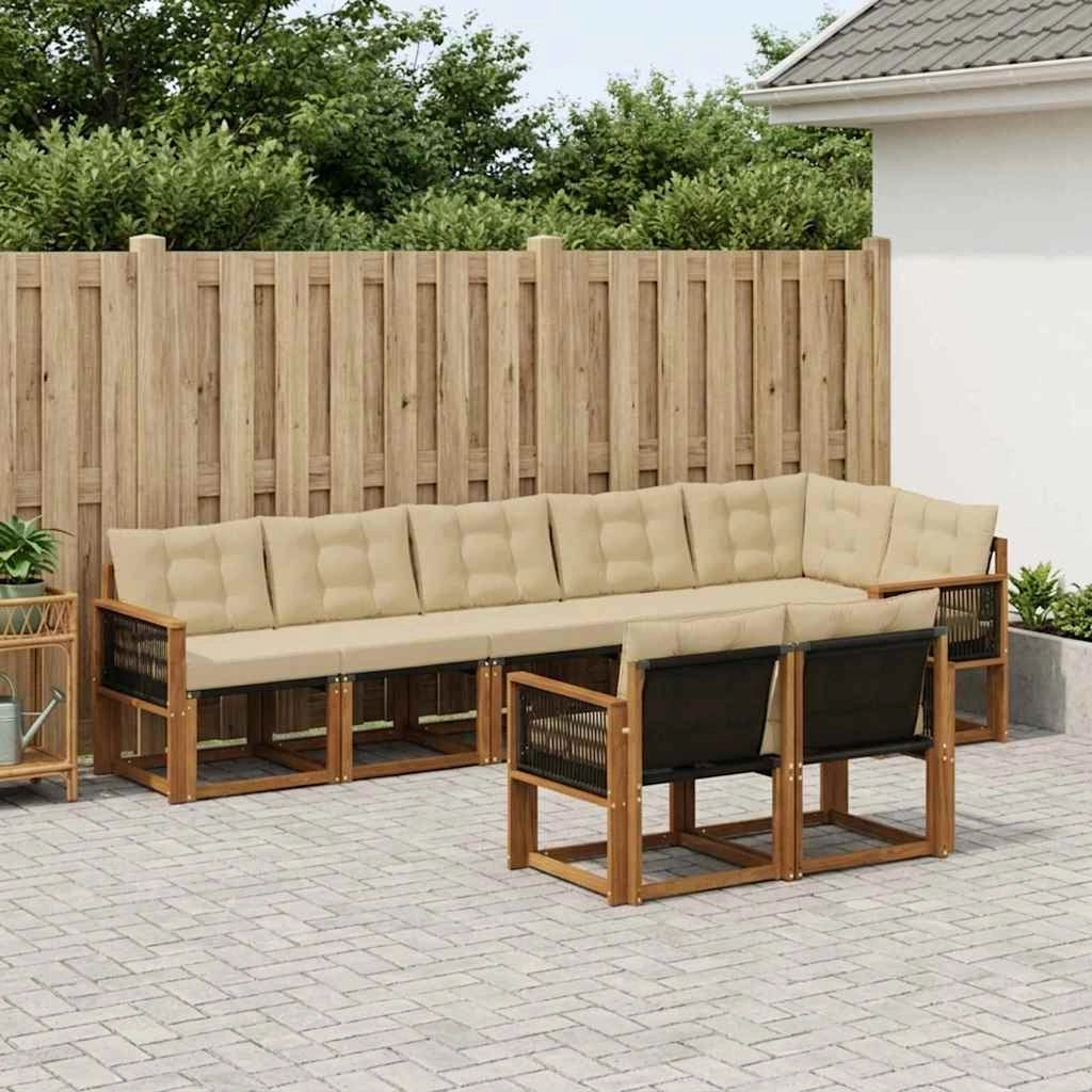 Set di divani da esterno 8 pz Naturale e Beige 3382033
