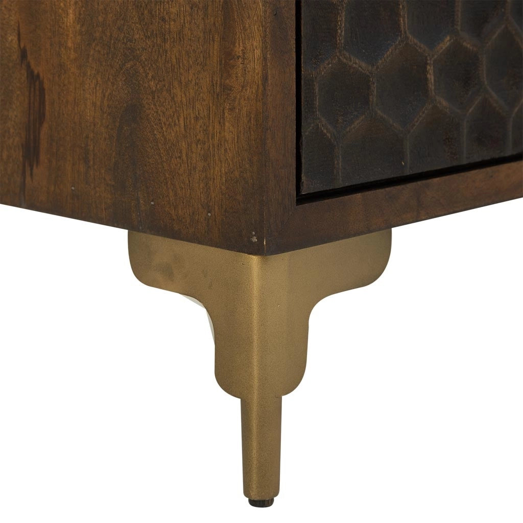 Comodino in legno e metallo con 1 porta marrone 40x35x60.