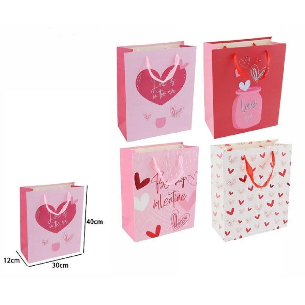 Trade Shop - Set 6 Buste Regalo Borsa Sacchetti San Valentino 30x40x12cm 69877 Varie Fantasie -