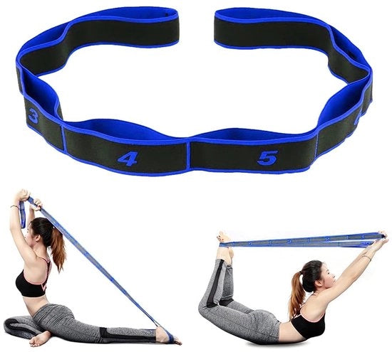 Banda di Stretch per Yoga con 10 Gesti - Banda Sport Elastica - Banda Fitness - Banda Pilates - Banda Adattabile - Ideale per Yoga