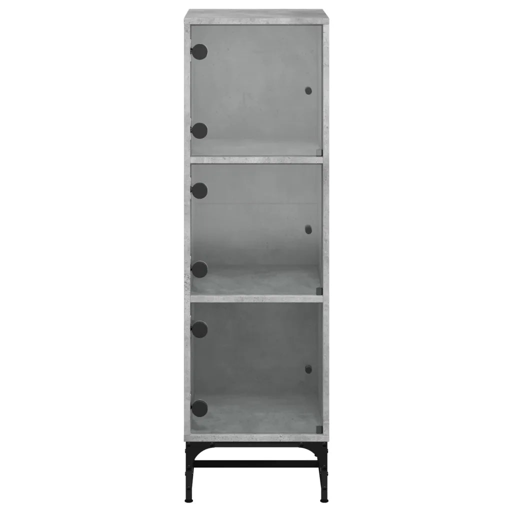Credenza con Ante in Vetro Grigio Cemento 35x37x120 cm 836563